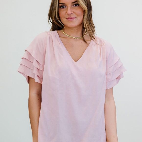 💕 Andree by Unit Mauve Sweetie Pie Layered Sleeve Top Regular Plus New NWT - Picture 3 of 7